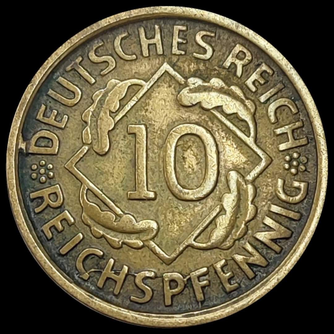 10-Reichspfennig-1925-D---Germany---Die-Cracks-Pre-Cud